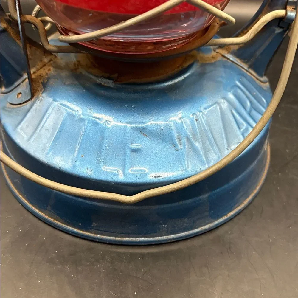 Vintage Blue Little Wizard Dietz NY USA Lantern Red Globe Sticker Tag